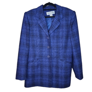 Jones New York Plaid blazer with Lambswool and Shetland Wool Size 12